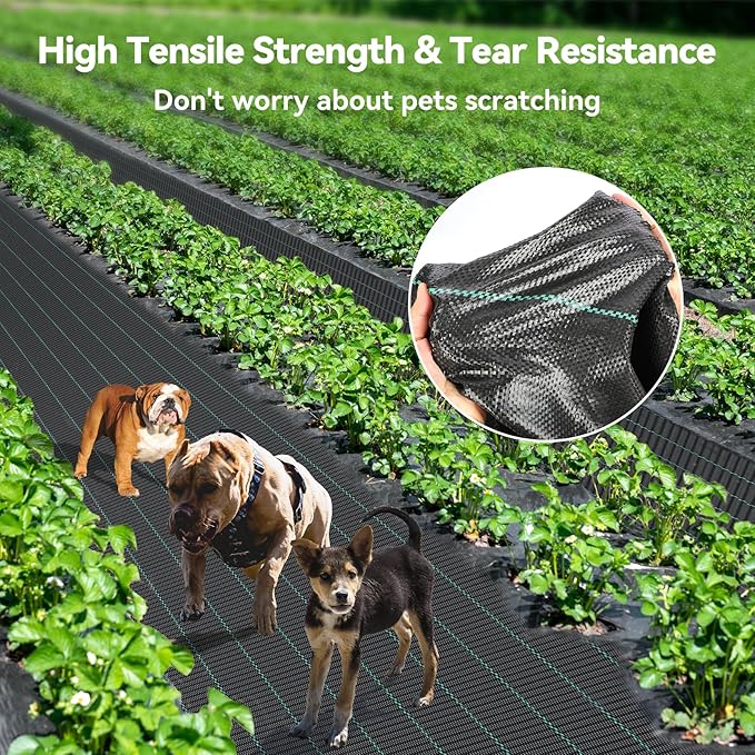 2.6ftx100ft Weed Barrier Landscape 3.2oz Fabric Heavy Duty, Woven Weed Control Cloth, Woven Geotextile Fabric for Underlayment, Gardening Ground, Commercial Driveway Weed Block Cover Mat