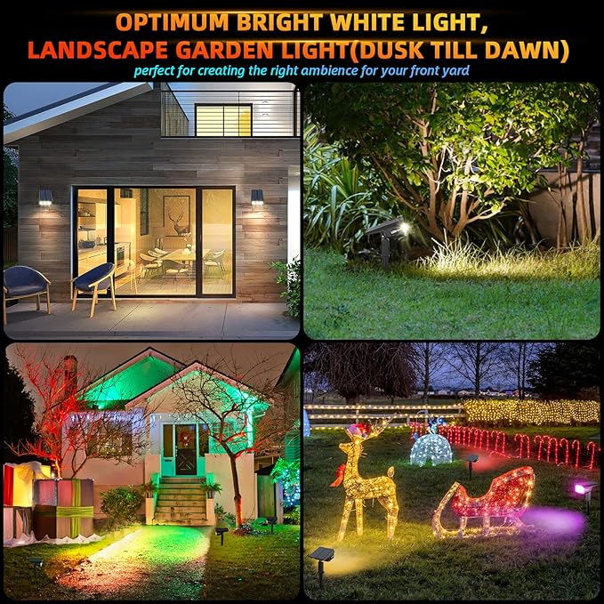 Solar Spotlights Outdoor,40 LEDs Color Changing RGB Landscape Path Lights,USB & Powered Multicoloured Spotlights,14 Colors Auto Cycling for Yard,Garden,2 Pack