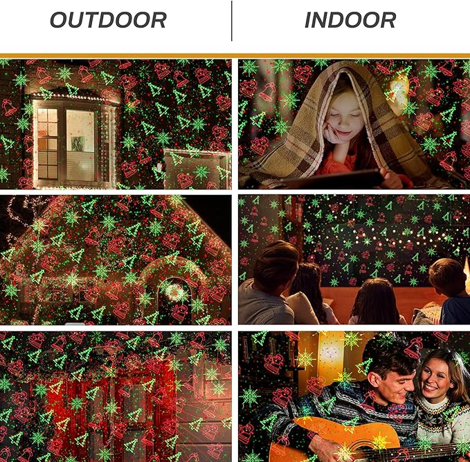 Christmas Lights Projector Outdoor, Waterproof Christmas Laser Lights with Remote Control for Outdoor Outside Christmas Decorations Farmhouse Christmas Decor