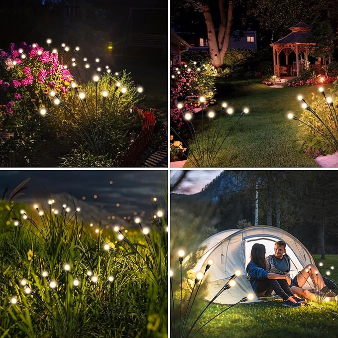 Solar Lights Outdoor Decoration, Waterproof Xmas Outdoor Lights Decor for Yard, Patio, Garden, and Front Porch, 20 LEDs Swing with The Wind (2 Pack, Warm White)