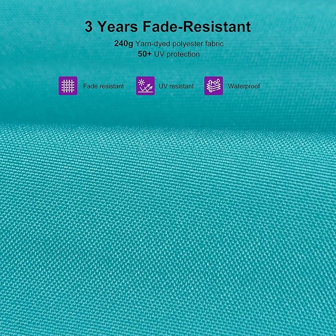 PURPLE LEAF 10 Feet Patio Cantilever Umbrella Square Outdoor Umbrella with 360° Rotation and Aluminum Offset Hanging for Garden Backyard Pool, Turquoise