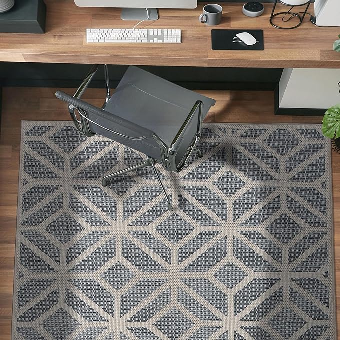 Rugshop Contemporary Geometric Indoor/Outdoor Area Rug 4' X 6' Blue