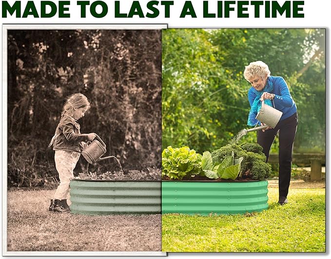 Galvanized Raised Garden Beds Outdoor // 4×2×1 ft (2-Pack) Planter Raised Beds for Gardening, Vegetables, Flowers (Light Green) // Large Metal Garden Box