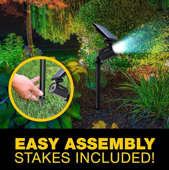 Bell+Howell Bionic Spotlight Motion Solar Spot Lights Outdoor Waterproof, Solar Landscape Lights, Outdoor Solar Yard Lights Weather Resistant, Super Bright LED Lights, for Garden, Lawn As Seen On TV