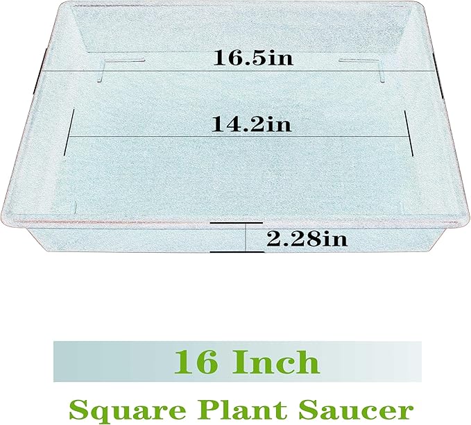 Square Plant Saucer 16 Inch 2 Pack, Plant Stand Plant Trays for Pots Heavy Duty Gray Plastic Plant Saucers for Indoors Outdoors, Flower Pot No Holes Plant Lover Gardening Gifts