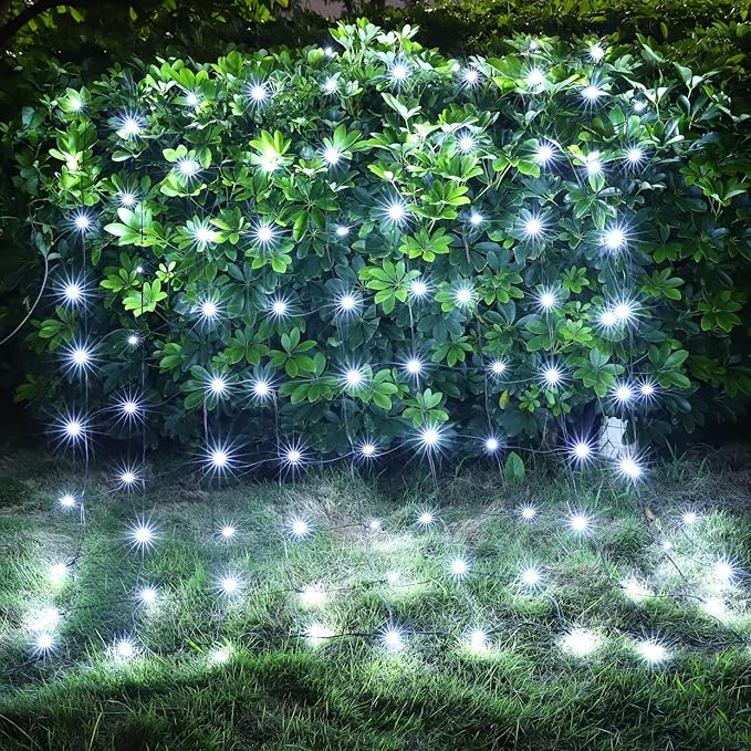 LED Christmas Net Lights for Bushes Outdoor,100 LED 5ftx5ft Waterproof 8 Modes Connectable Mesh Lights for Bushes,Garden,Yard,Trunk,Outdoor Christmas Decorations