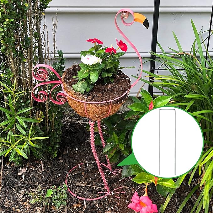 DAJAVE 200 Pack Landscape Staples 6 Inch, 11 Gauge Stakes Galvanized Garden Stakes, U-Shaped Garden Ground Stakes for Landscaping Barrier Fabric Irrigation Hoses Fixed Fences and Tents