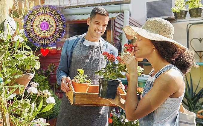 SteadyDoggie 12-Inch 3D Wind Spinners Outdoor - Mandala Purplerain Windmill Yard Decorations - Stainless Steel Laser Cut Ornament - Kinetic Garden Decor for Outside