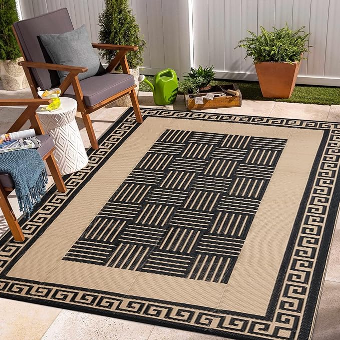 Outdoor Rug 8x10 ft Waterproof, Reversible Outdoor Plastic Straw Rug for Patios Clearance, Outdoor Area Rug Carpet RV Mat for Camping Backyard Deck Porch