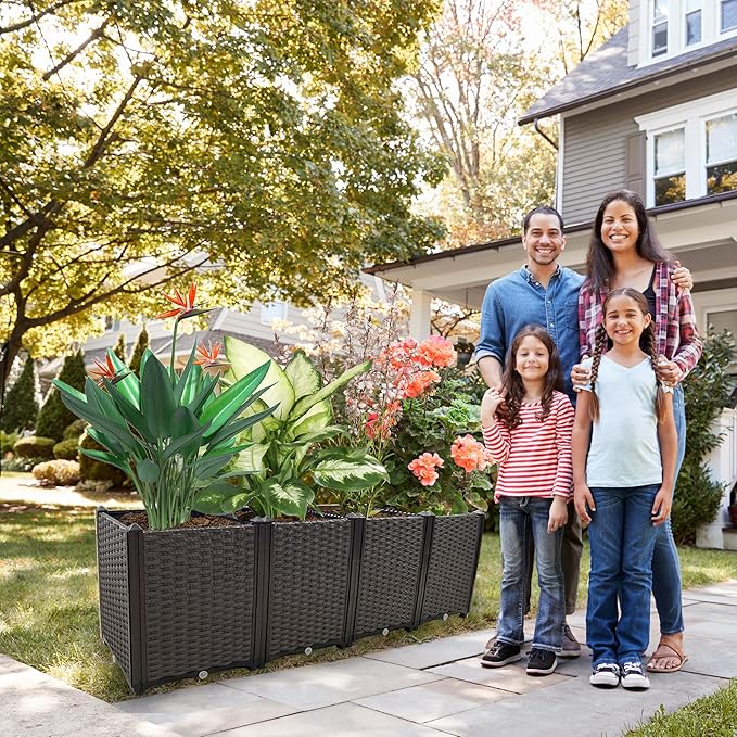 Large Planters for Outdoor Plants pots Elevated Garden Boxes Raised Garden Bed Garden Patio Balcony Deck to Planting Flowers Vegetables Tomato and Herbs