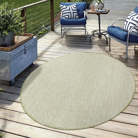 Keen Home Design Terrace Outdoor Round Rug - 8ft Round Washable Indoor/Outdoor Rug for Patio, Kitchen, Balcony, Beach, Garden, Deck and Porch, Size: 7'7" Round