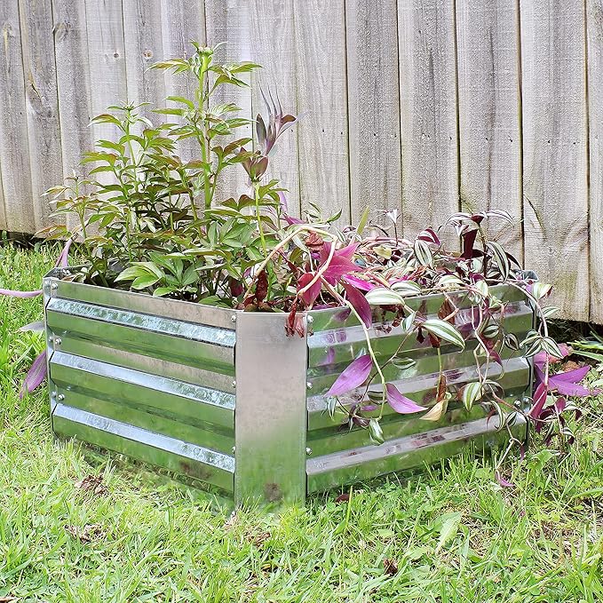 Sunnydaze 11.75" H Raised Metal Garden Bed - Galvanized Raised Garden Bed Outdoor for Vegetables and Flowers - Silver - Square