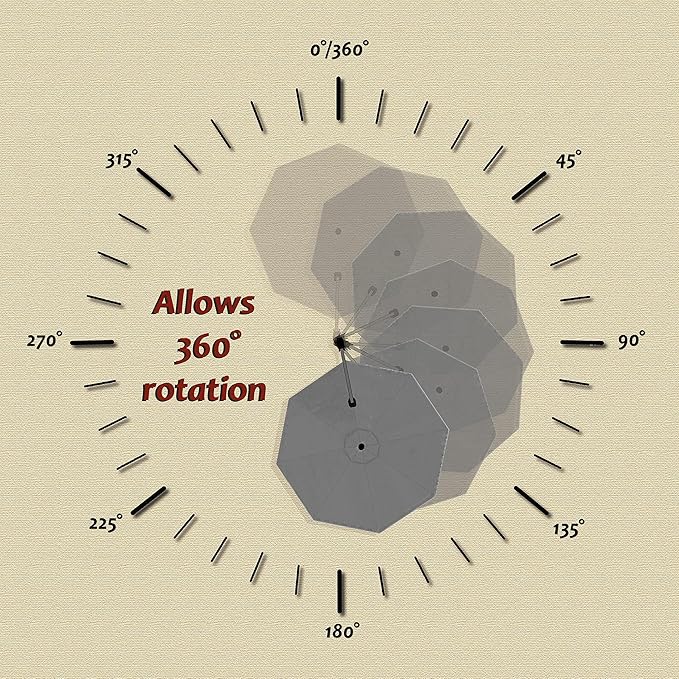 PURPLE LEAF 11 Feet Patio Round Cantilever Umbrella with Base Outdoor Aluminum Offset Umbrella with 360-degree Rotation for Pool Patio Garden Deck Navy Blue