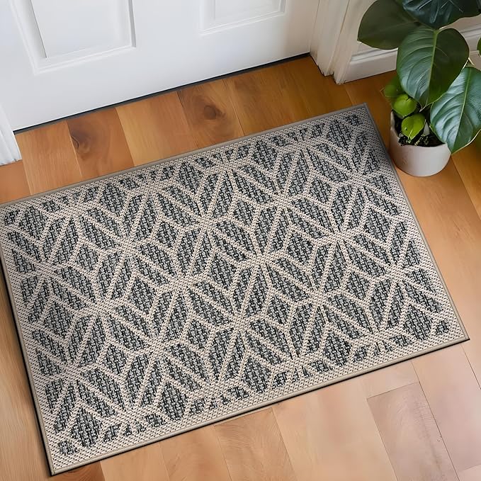 Rugshop Contemporary Geometric Indoor/Outdoor Area Rug 2' 3" X 4' Blue
