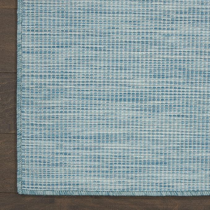 Nourison Positano Indoor-Outdoor Aqua 4' x 6' Area Rug, Easy Cleaning, Non Shedding, Bed Room, Living Room, Dining Room, Backyard, Deck, Patio (4x6)