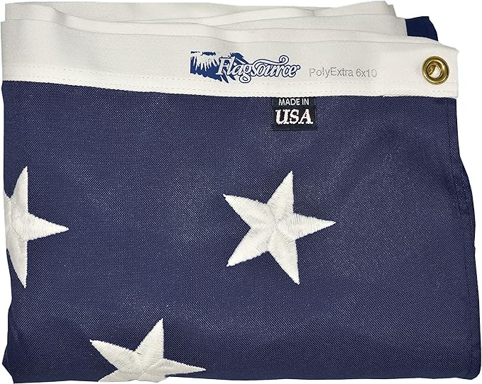 FlagSource FMAA Certified PolyExtra Polyester American Flag with Embroidered Stars and Sewn Stripes, Made in the USA, 6x10'