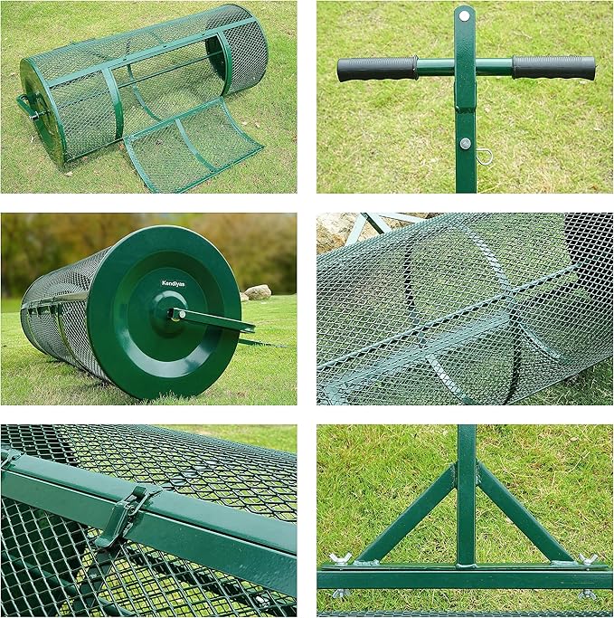 Lawn & Garden Spreaders - 44 Inch Compost Spreader with Improved T Shape Handle - Spreader for Top Dressing Compost, Fertilizer, Mulch and Soil-Strong and Lightweight Material for Basket