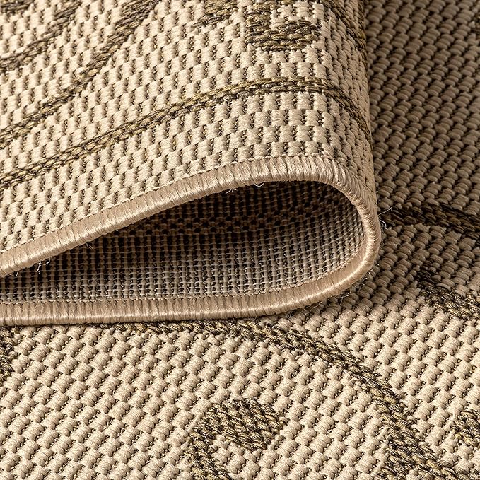 JONATHAN Y SMB106A-4SQ Charleston Vintage Filigree Textured Weave Beige/Brown 4' Square Indoor/Outdoor Area Rug, Pet Friendly, Non-Shedding, Stain Resistant, Easy-Cleaning for Backyard, Patio, Porch