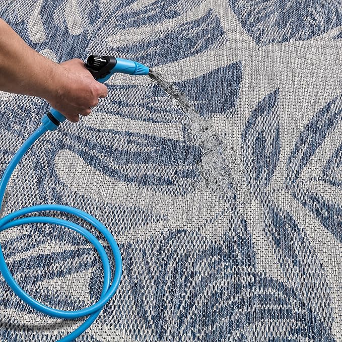 Keen Home Design Terrace Outdoor Round Rug - 5ft Round Washable Indoor/Outdoor Rug for Patio, Kitchen, Balcony, Beach, Garden, Deck and Porch, Size: 5'3" Round