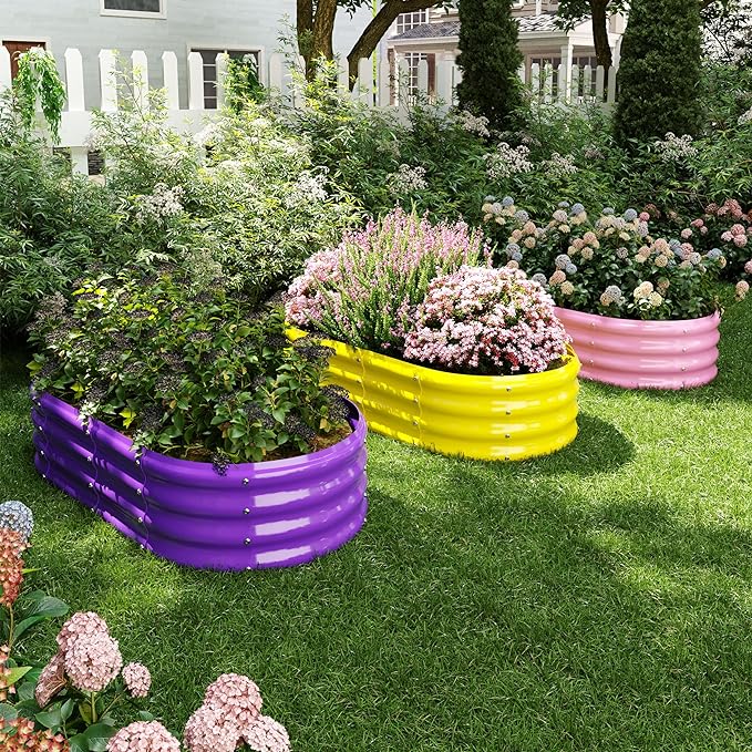 Galvanized Metal Planter Raised Garden Bed Kit for Gardening Outdoor，4x2x1ft Planter Grow Garden Box Raised Flower Bed