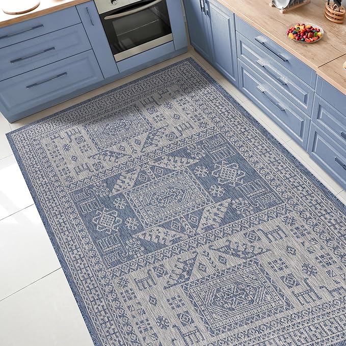 Keen Home Design Terrace Outdoor Area Rug - 10x14 Washable Indoor/Outdoor Rug for Patio, Kitchen, Balcony, Beach, Garden, Deck and Porch, Size: 10'x14'