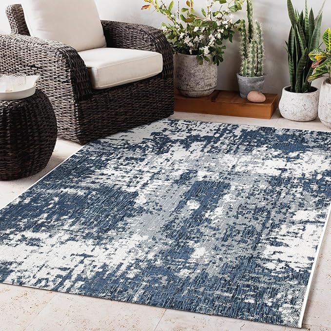 Keen Home Design Terrace Outdoor Area Rug - 6x9 Washable Indoor/Outdoor Rug for Patio, Kitchen, Balcony, Beach, Garden, Deck and Porch, Size: 6'x8'10"