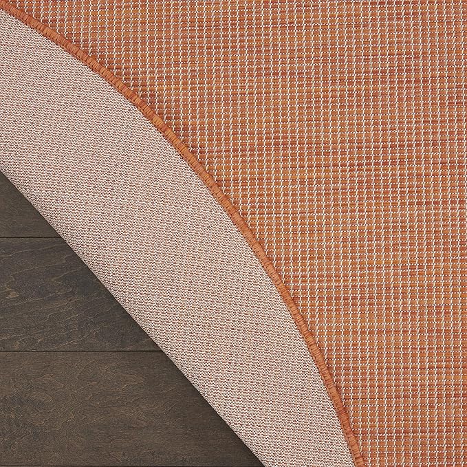 Nourison Positano Indoor/Outdoor Terracotta 6' x Round Area Rug, Easy Cleaning, Non Shedding, Bed Room, Living Room, Dining Room, Backyard, Deck, Patio (6 Round)