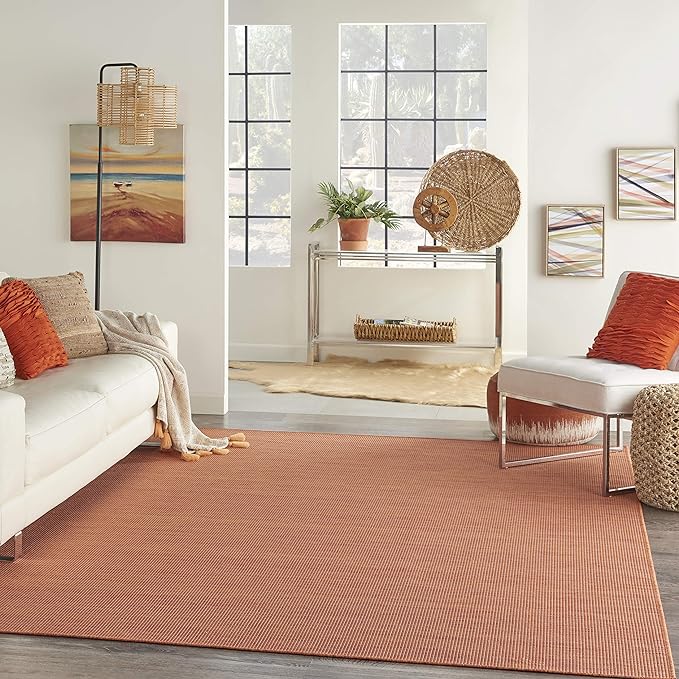 Nourison Positano Indoor/Outdoor Terracotta 2'2" x 10' Area Rug, Easy Cleaning, Non Shedding, Bed Room, Living Room, Dining Room, Backyard, Deck, Patio (2x10)