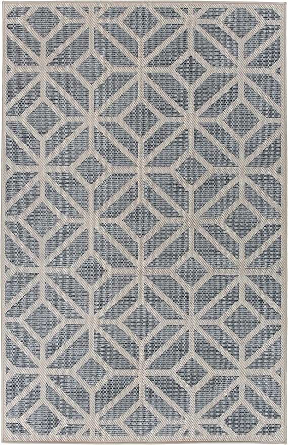Rugshop Contemporary Geometric Indoor/Outdoor Area Rug 10' X 14' Blue