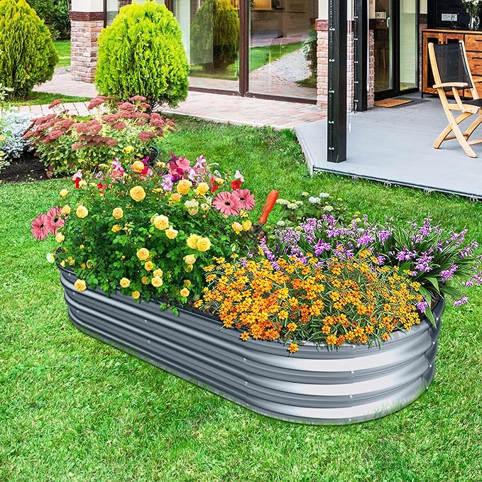 Raised Garden Bed -5×3×1ft Galvanized Planter Box for Outdoor Gardening and Planting, Ideal for Vegetables and Plants