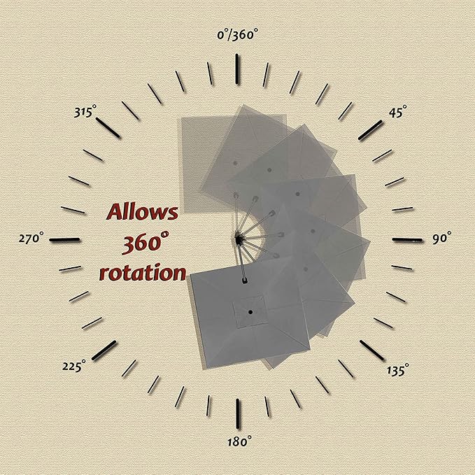 PURPLE LEAF 10 Feet Patio Umbrella with Base Outdoor Cantilever Solar Powered LED Square Umbrella Aluminum Offset Umbrella with 360-degree Rotation for Garden Deck Pool Patio, Grey